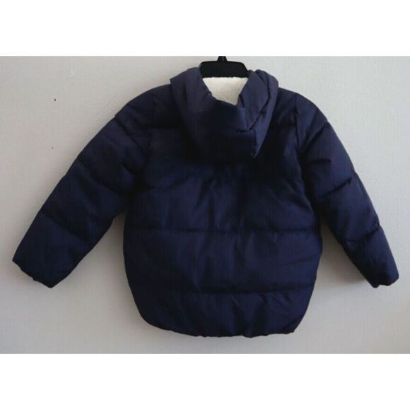 Old Navy 477556 Kid's Sz S (6-7) Blue Sherpa-Lined Hooded Puffer Jacket - Picture 2 of 10